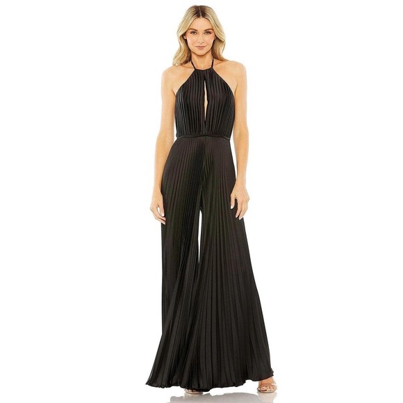 Ieena Mac Duggal 27457 Pleated Backless Jumpsuit in Black Size 2 MSRP $598 - Picture 1 of 10